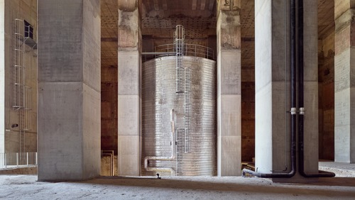 Das Bild zeigt den W&auml;rmespeicher im Energiebunker in Hamburg-Wilhelmsburg.
